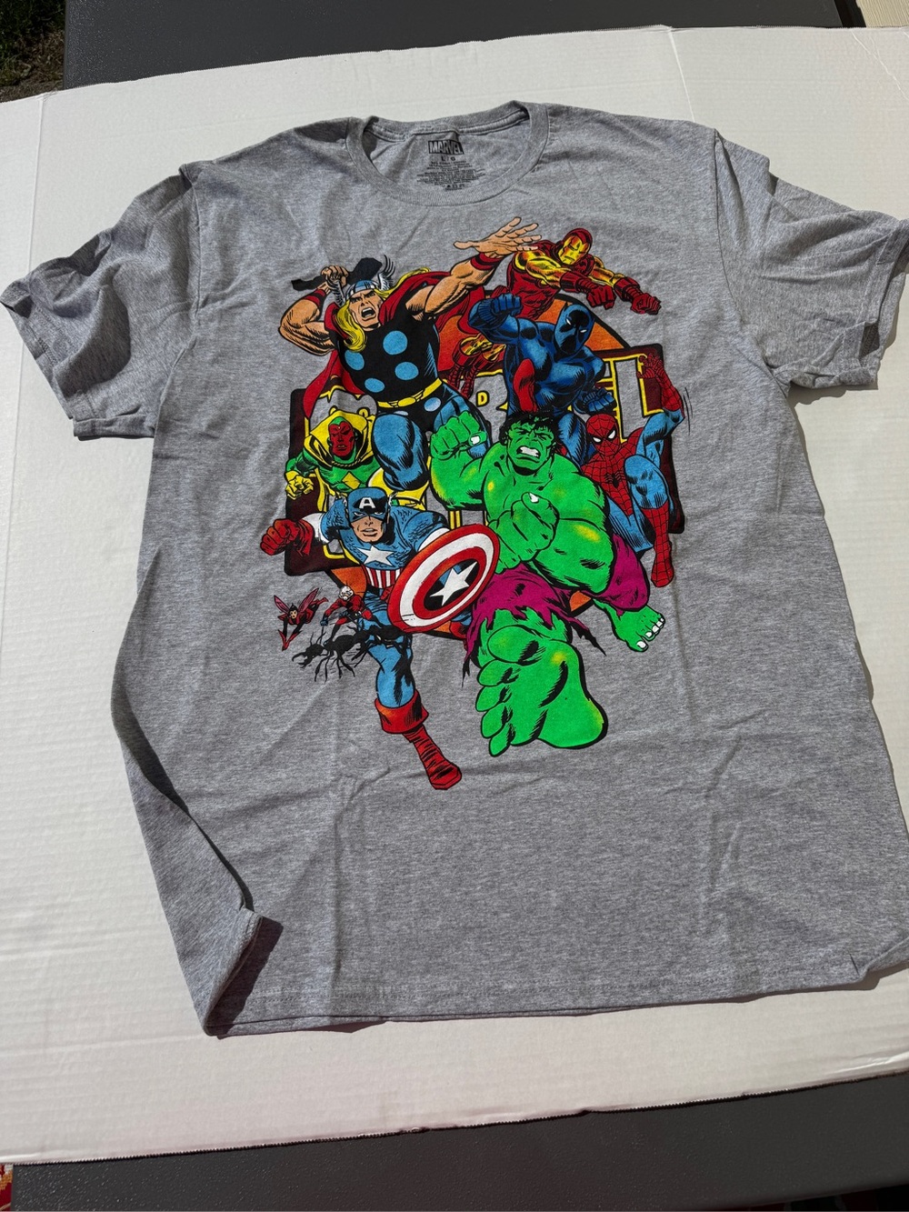 Marvel Cartoon Large gray T-shirt. NEW